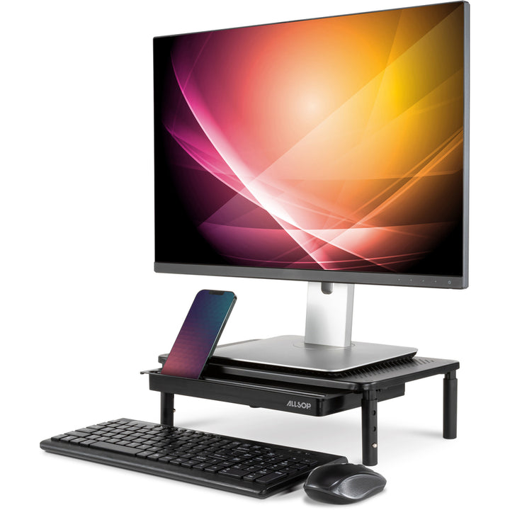 Image of Allsop® Metal Art Tri Level Stand, For 27" Monitors, 14.5" X 9.25" X 4.13" To 5.75", Black, Supports 30 Lb