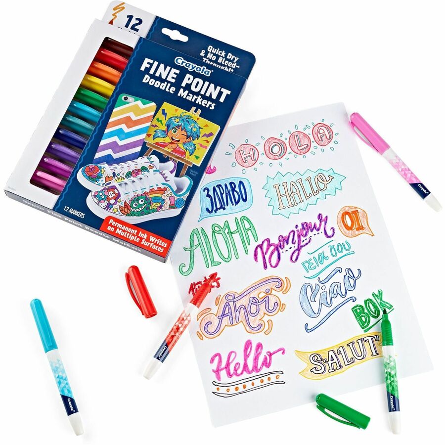 Image of Crayola® Marker,Doodle,Fine,Aged Up,12 Colors,12/PK,AST