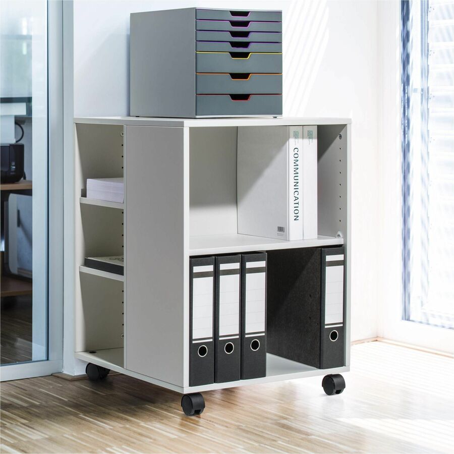 Image of DURABLE 311310 Multifunction Trolley, 6 Shelf, 132 lb Load Capacity, 4 Casters, Wood, 20.79" W x 23.31" D x 29.45" Height, Gray, 1 Each