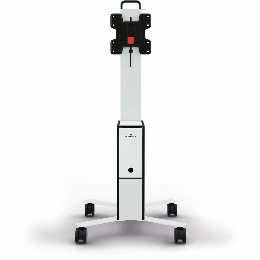 Image of Durable® Mobile TV Cart COWORKSATION, Engineered Wood, 3 Shelves, Supports 40 lb, 22.5" x 22.6" x 50.89", White