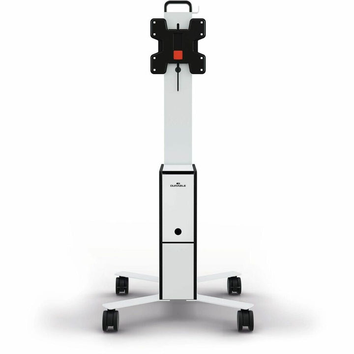 Image of Durable® Mobile TV Cart COWORKSATION, Engineered Wood, 3 Shelves, Supports 40 lb, 22.5" x 22.6" x 50.89", White