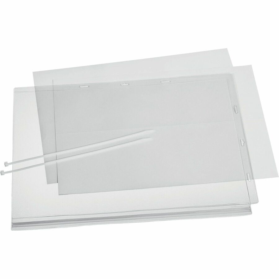 Image of Durable® Water-Resistant Sign Holder Pockets with Cable Ties, 11 x 17, Clear Frame, 5/Pack