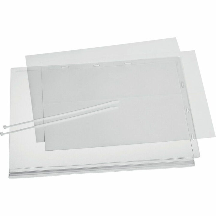 Image of Durable® Water-Resistant Sign Holder Pockets with Cable Ties, 11 x 17, Clear Frame, 5/Pack
