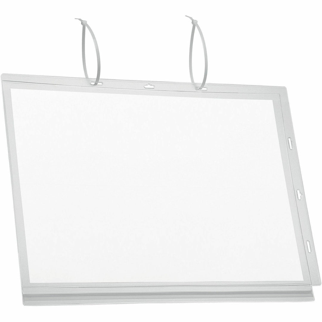 Image of Durable® Water-Resistant Sign Holder Pockets with Cable Ties, 11 x 17, Clear Frame, 5/Pack
