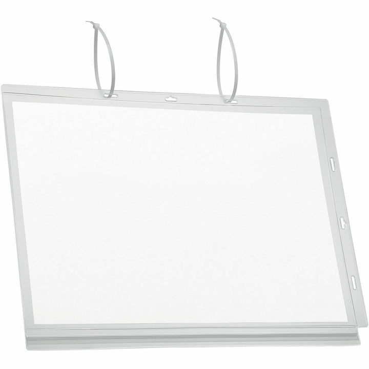 Image of Durable® Water-Resistant Sign Holder Pockets with Cable Ties, 11 x 17, Clear Frame, 5/Pack