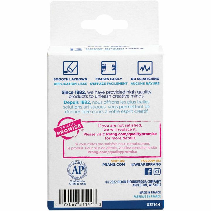 Image of Dixon® Chalk Sticks,Dustless,3-1/4"x3/8",12/BX,6BX/PK,2PK/BD,WE
