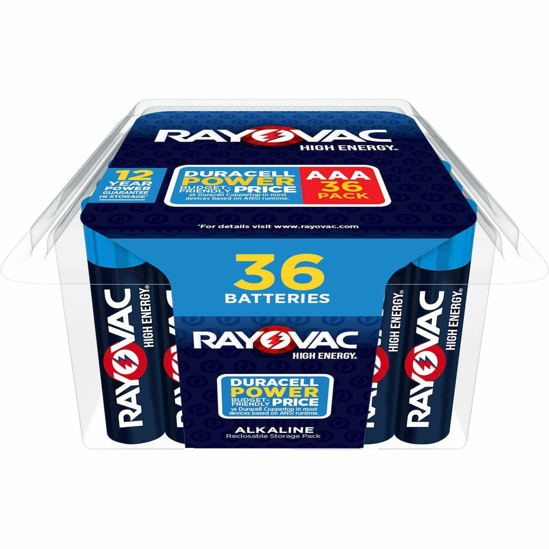 Image of Rayovac 824-36PP High Energy Alkaline AAA Batteries, For Flashlight, Toy, Mouse, Remote Control, AAA, 12 Year Shelf Life, 36 / Pack
