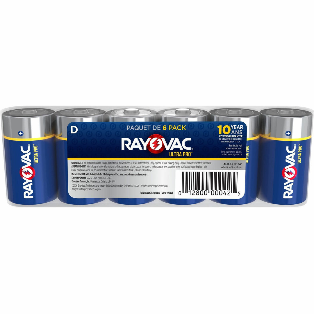 Image of Rayovac® Batteries, Ultra Pro, D, Alkaline, 6/PK, Silver/Black/Yellow