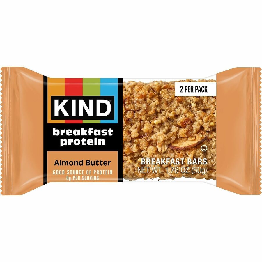 Image of KIND 41935 Breakfast Protein Bars, Gluten-free, Dairy-free, Peanut-free, Low Sodium, Almond Butter, 1.76 oz, 6 / Box