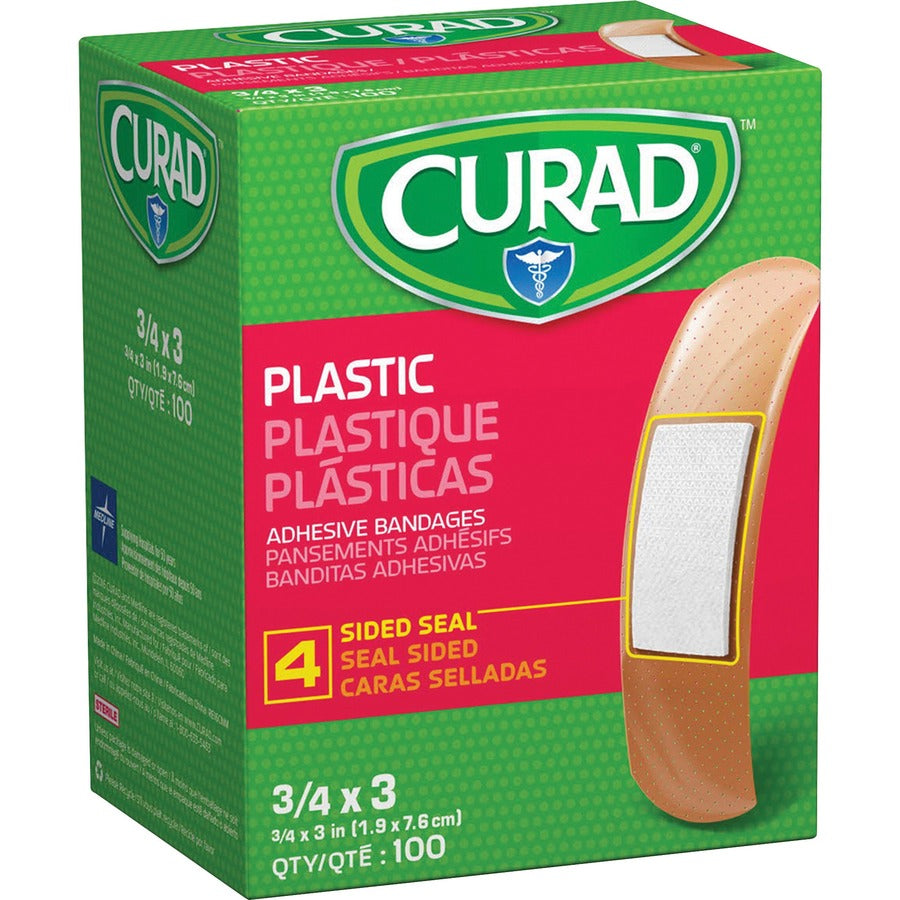 Image of Medline Bandages,Self,Adhesive,Plastic,3/4"x3",100/BX,12BX/CT,BN