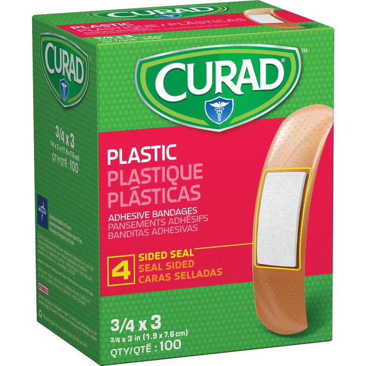 Image of Medline Bandages,Self,Adhesive,Plastic,3/4"x3",100/BX,12BX/CT,BN