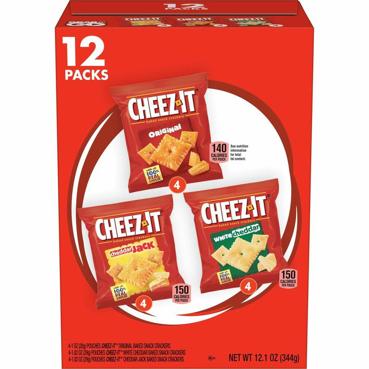 Image of Cheez-It 94027 Variety Pack, Individually Wrapped, Original, White Cheddar, Cheddar Jack Cheese, 12.10 oz, 12 / Box