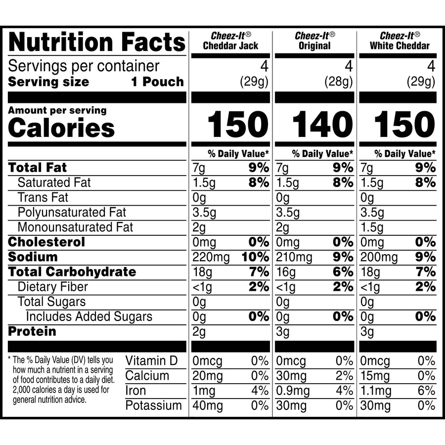 Image of Cheez-It 94027 Variety Pack, Individually Wrapped, Original, White Cheddar, Cheddar Jack Cheese, 12.10 oz, 12 / Box
