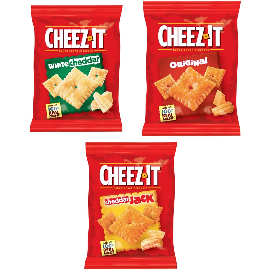 Image of Cheez-It 94027 Variety Pack, Individually Wrapped, Original, White Cheddar, Cheddar Jack Cheese, 12.10 oz, 12 / Box