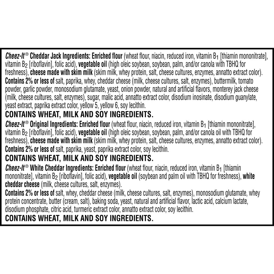 Image of Cheez-It 94027 Variety Pack, Individually Wrapped, Original, White Cheddar, Cheddar Jack Cheese, 12.10 oz, 12 / Box