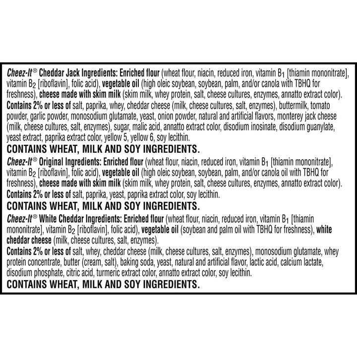 Image of Cheez-It 94027 Variety Pack, Individually Wrapped, Original, White Cheddar, Cheddar Jack Cheese, 12.10 oz, 12 / Box