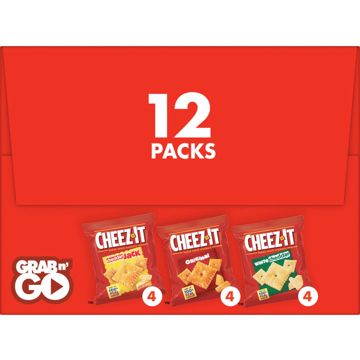 Image of Cheez-It 94027 Variety Pack, Individually Wrapped, Original, White Cheddar, Cheddar Jack Cheese, 12.10 oz, 12 / Box