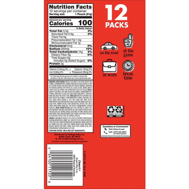 Image of Cheez-It 11720 Classic Snack Mix, Cheese, 9 oz, 12 / Box
