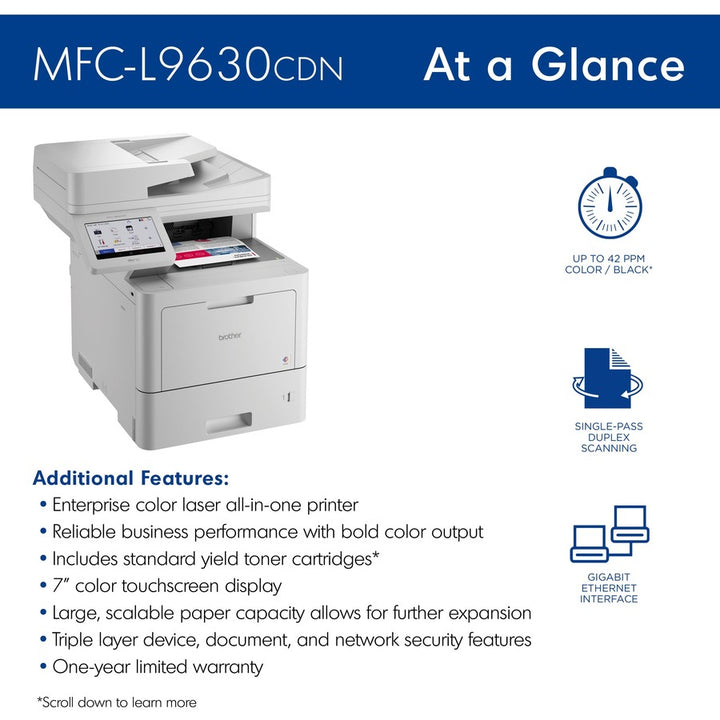 Image of Brother Workhorse MFC-L9630CDN Enterprise Color Laser All-in-One Printer