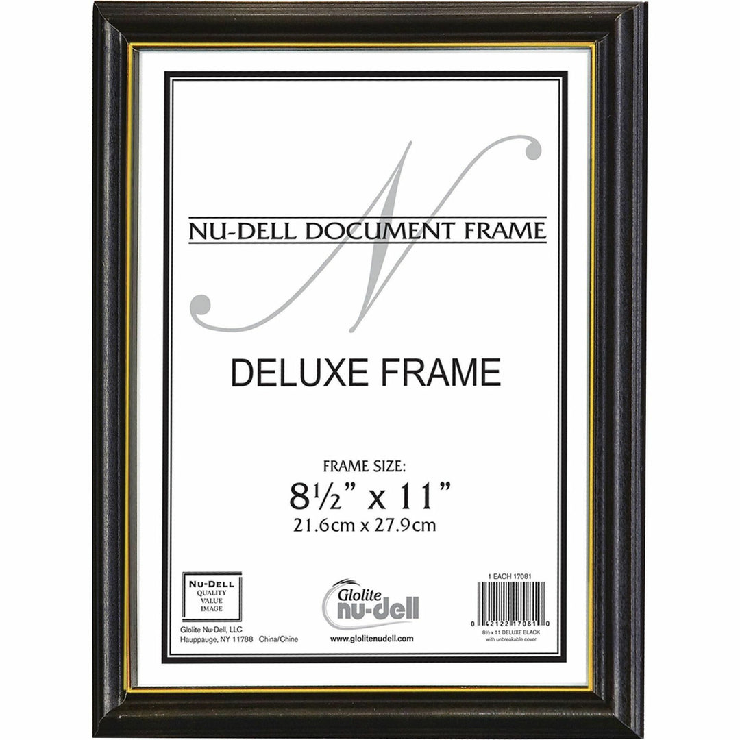 Image of Glolite Nudell LLC Frame, Deluxe, Vertical/Horizontal, 8-1/2"x11", Black/Gold