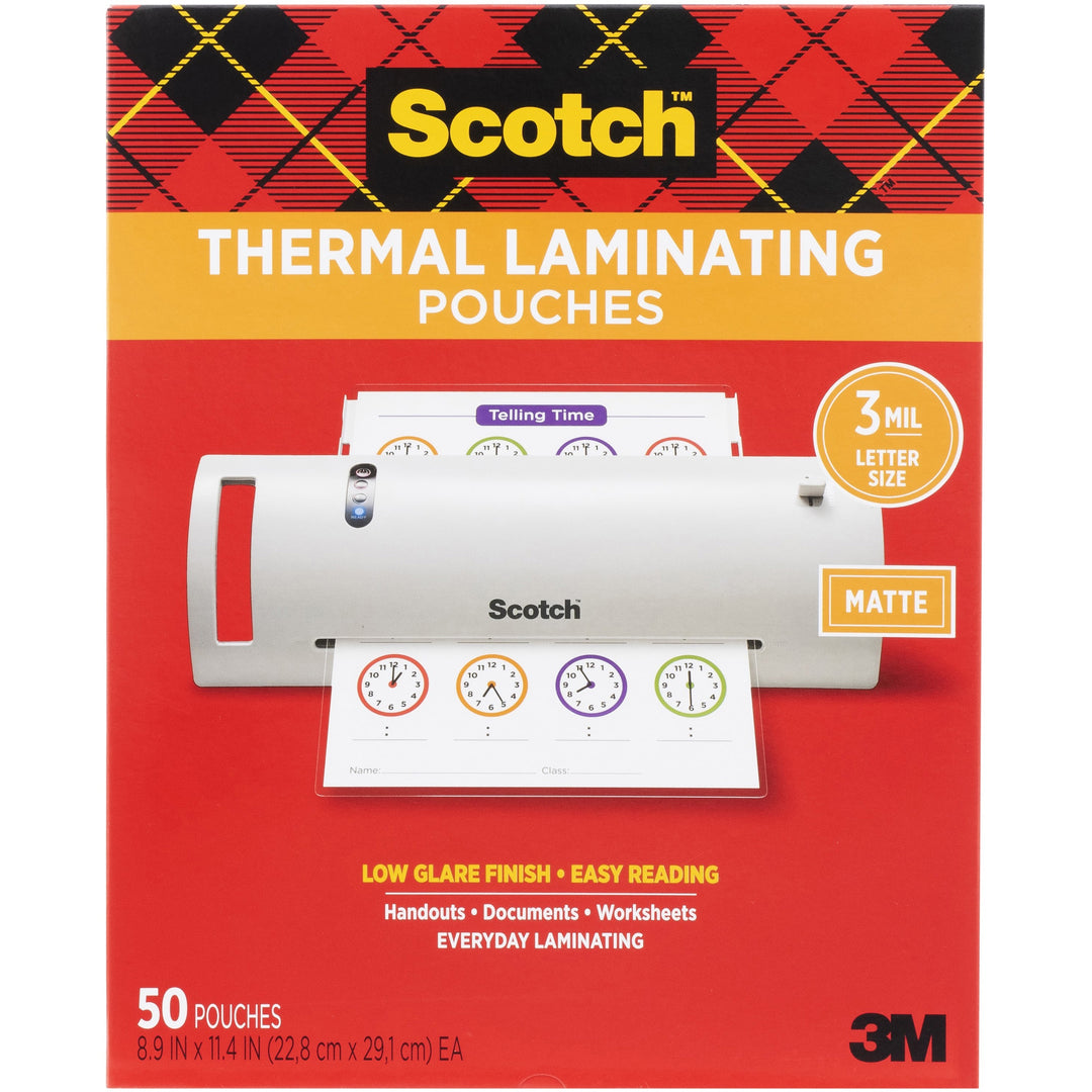 Image of 3M Laminating Pouch, Ltr, Matte, 3 Mil, 8.9"x11-2/5", 50/PK, CL