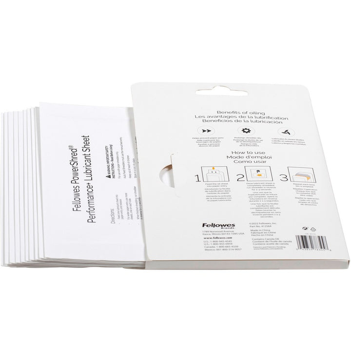 Image of Fellowes® Powershred Performance+ Lubricant Sheets, 8.5 x 6, 10/Pack