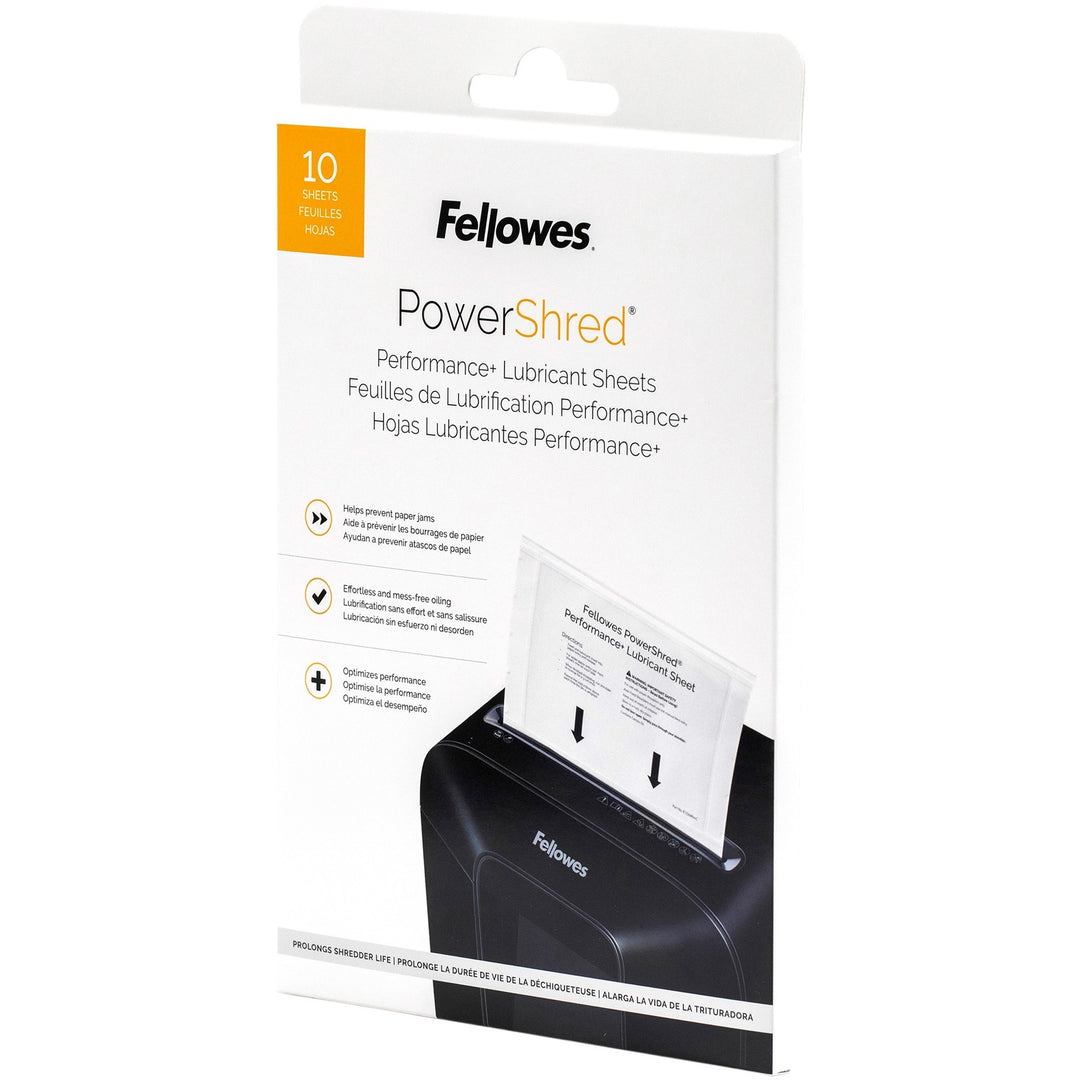 Image of Fellowes® Powershred Performance+ Lubricant Sheets, 8.5 x 6, 10/Pack