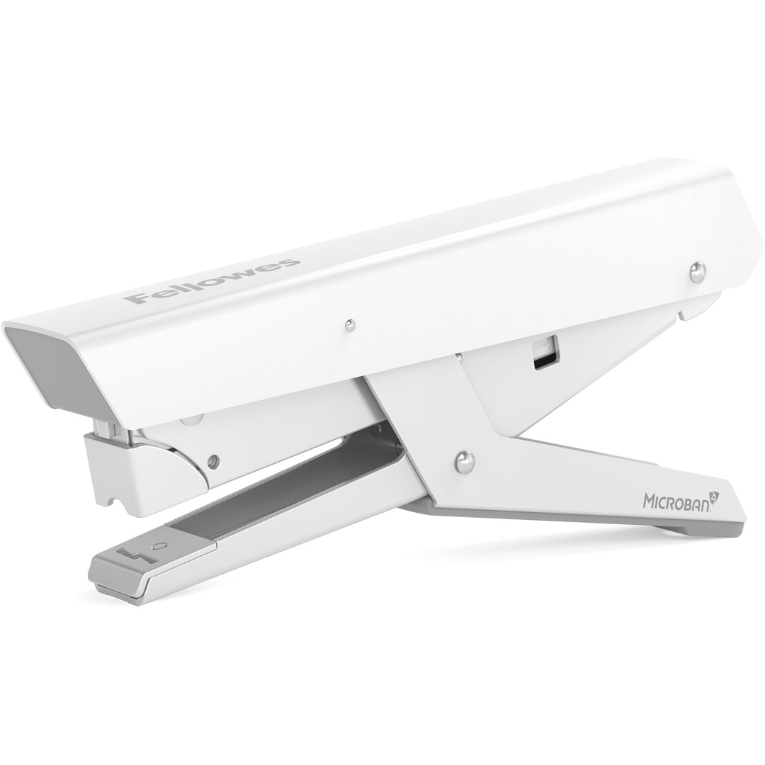 Image of Fellowes® LX890 Handheld Plier Stapler with Antimicrobial Protection, 40-Sheet Capacity, 0.25"/0.31" Staples, White