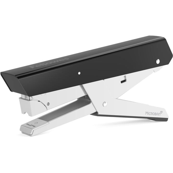Image of Fellowes® LX890 Handheld Plier Stapler with Antimicrobial Protection, 40-Sheet Capacity, 0.25"/0.31" Staples, Black/White