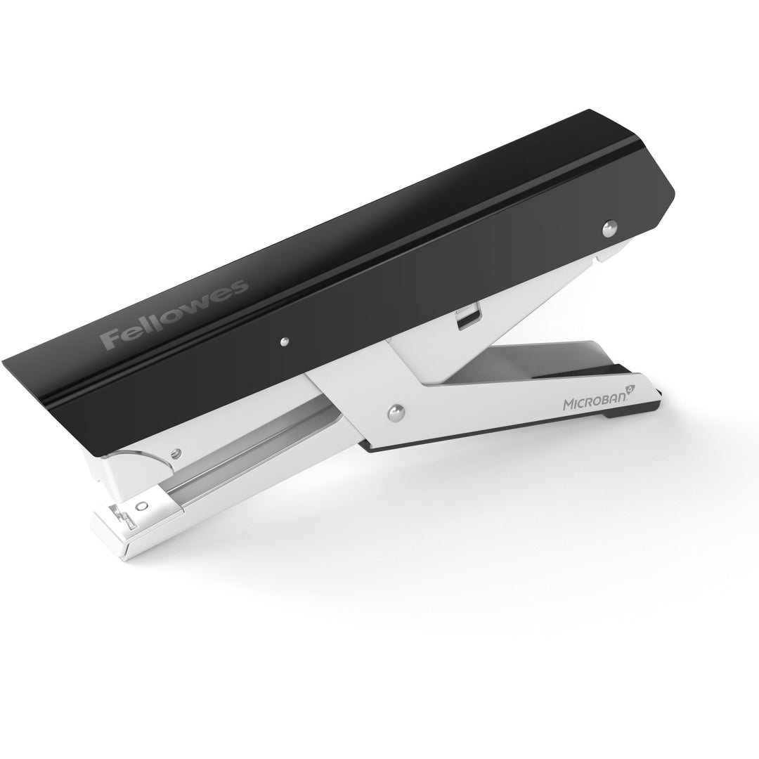 Image of Fellowes® LX890 Handheld Plier Stapler with Antimicrobial Protection, 40-Sheet Capacity, 0.25"/0.31" Staples, Black/White