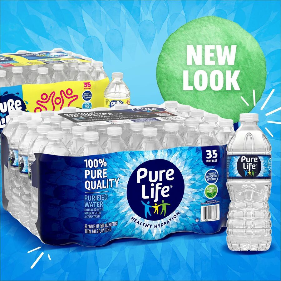 Image of Nestle Waters® Water, Pure Life, 16.9oz Bottles, 35/CT, 54CT/PL, CL