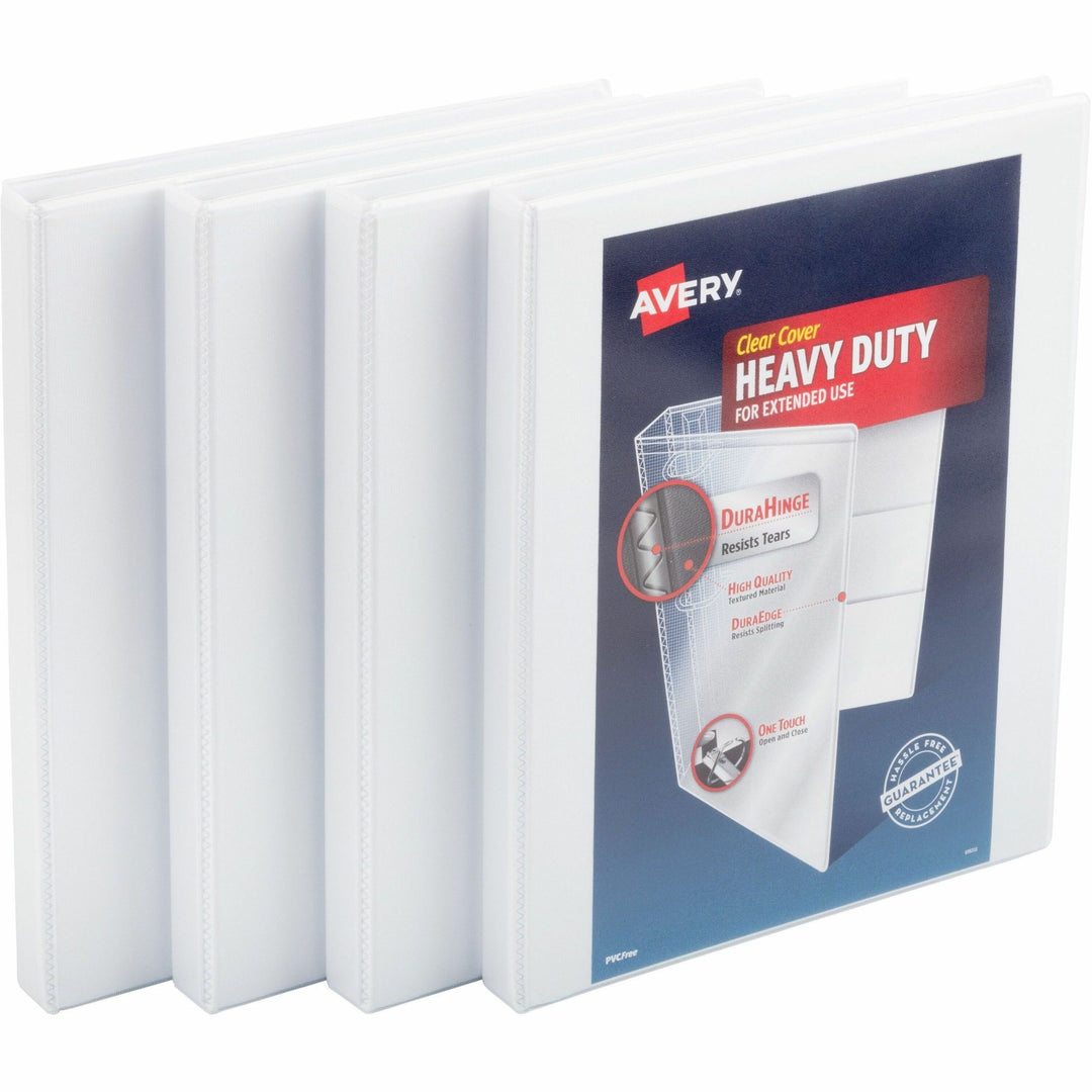 Image of Avery® Heavy-Duty Non Stick View Binder With Durahinge And Slant Rings, 3 Rings, 0.5" Capacity, 11 X 8.5, White, 4/pack
