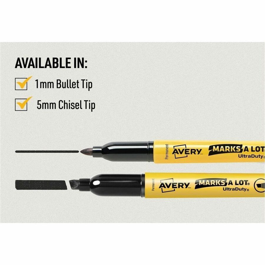 Image of Avery® Marks A Lot 29848 UltraDuty Markers, Bullet, 1 mm Marker Point, Black, Red, Blue Ink, Writing, 4 / Pack