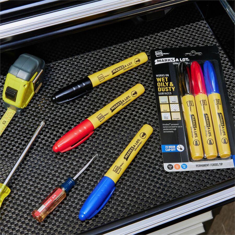 Image of Avery® Markers,Permanent,Industrial,Chisel,0.5mm,3/PK,BK/RD/BE