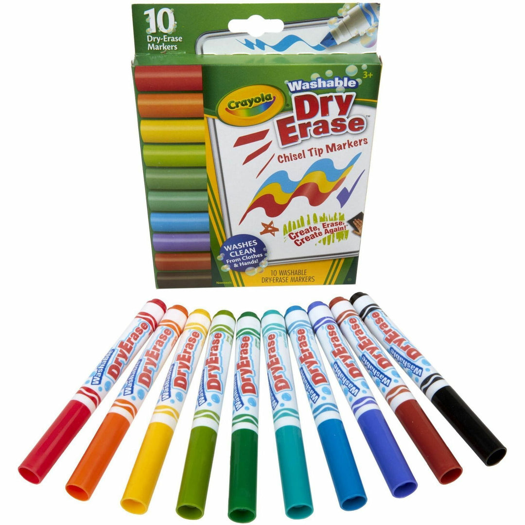 Image of Crayola® Markers, Dry-Erase, Washable, 10 Colors, 10/PK, AST