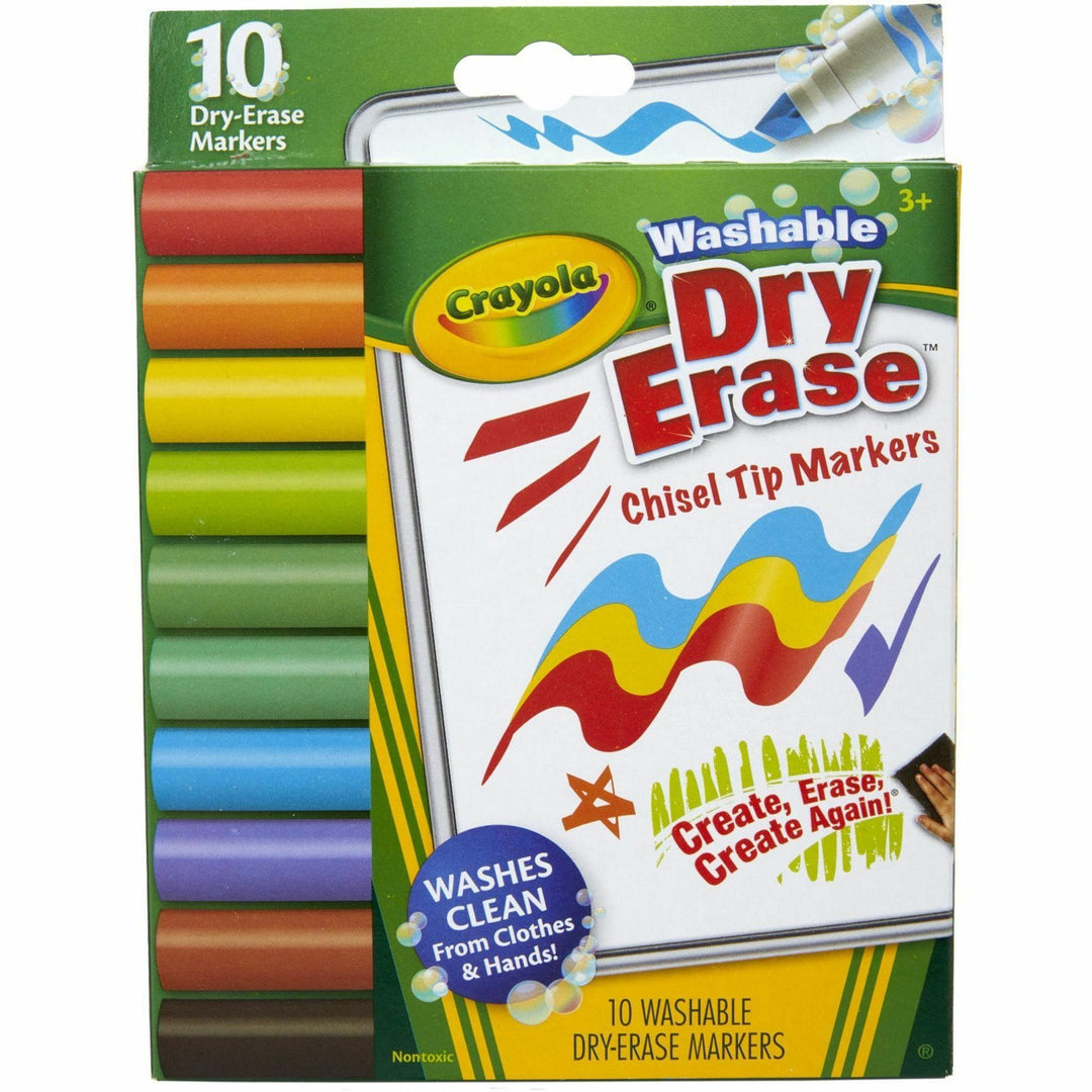 Image of Crayola® Markers, Dry-Erase, Washable, 10 Colors, 10/PK, AST