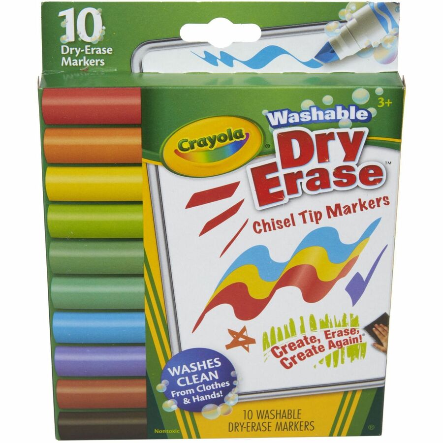 Image of Crayola® Markers, Dry-Erase, Washable, 10 Colors, 10/PK, AST