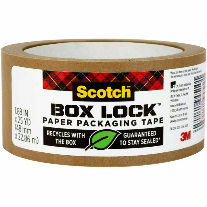 Image of Scotch 7850238GC Box Lock Packaging Tape Refill, 25 yd Length x 1.88" Width, Brown, 8 / Carton