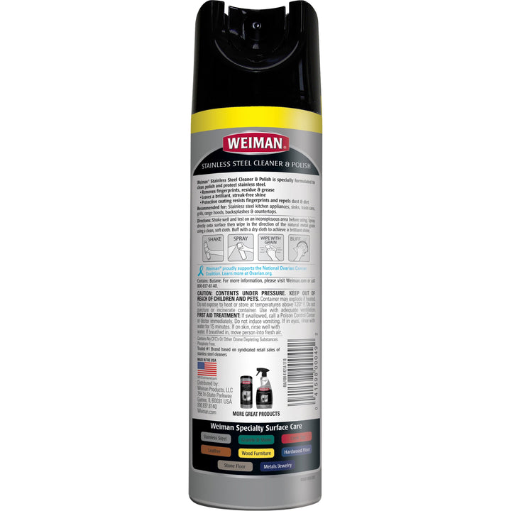 Image of WEIMAN® Cleaner/Polish Spray, f/Stainless Steel, 17oz, Clear