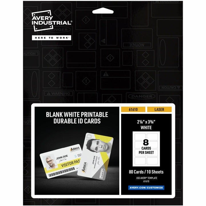 Image of Avery® ID Badge,w/No Clip Hole,Poly,11.mil,2.125"x3.375",80/PK,WE