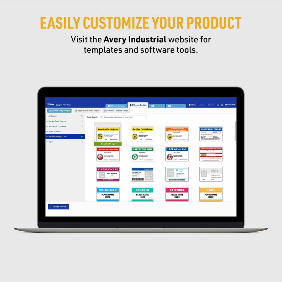 Image of Avery® ID Badge,w/No Clip Hole,Poly,11.mil,2.125"x3.375",80/PK,WE