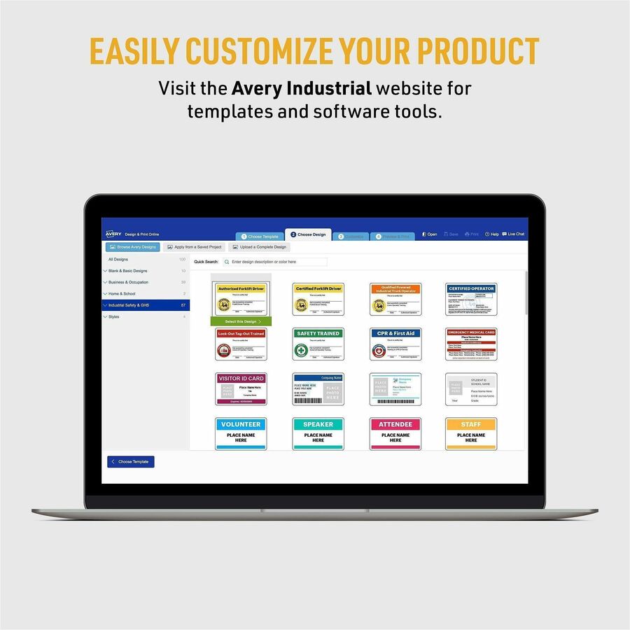 Image of Avery® ID Badge,w/No Clip Hole,Poly,11.mil,2.125"x3.375",80/PK,WE