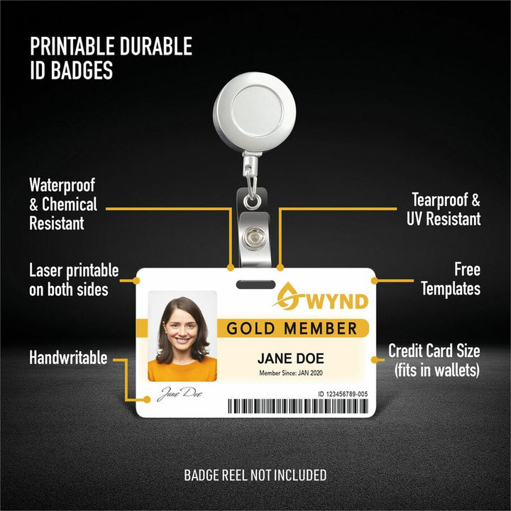 Image of Avery® ID Badge,w/Clip Hole,Poly,Wide,11 mil,3.375"x2.125",80/PK,WE