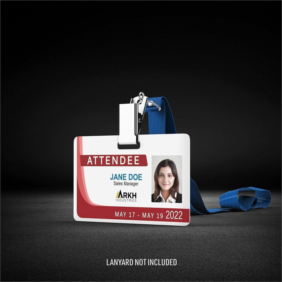 Image of Avery® ID Badge,w/Clip Hole,Poly,Wide,11 mil,3.375"x2.125",80/PK,WE