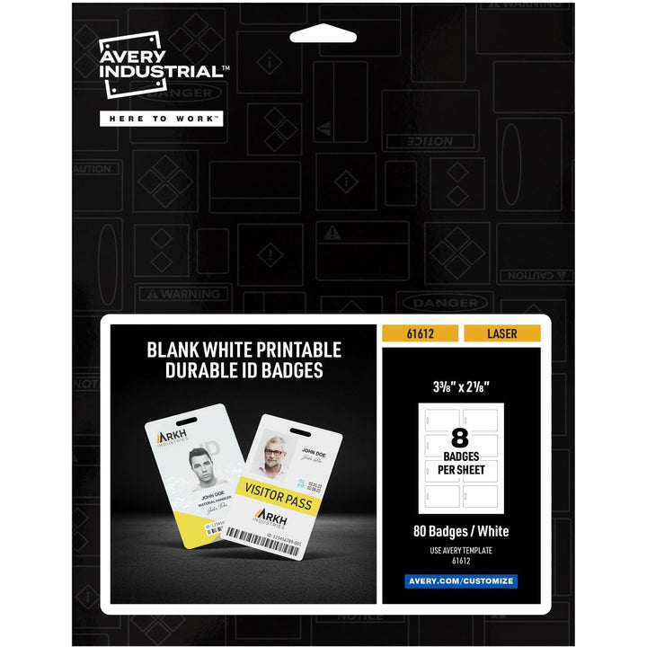 Image of Avery® ID Badge,w/Clip Hole,Poly,Tall,11.mil,2.125"x3.375",80/PK,WE