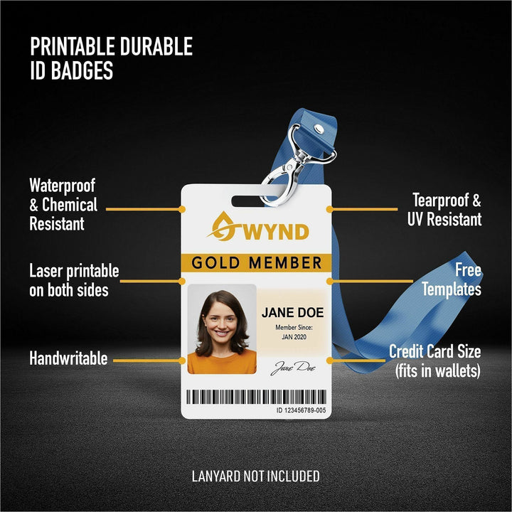 Image of Avery® ID Badge,w/Clip Hole,Poly,Tall,11.mil,2.125"x3.375",80/PK,WE