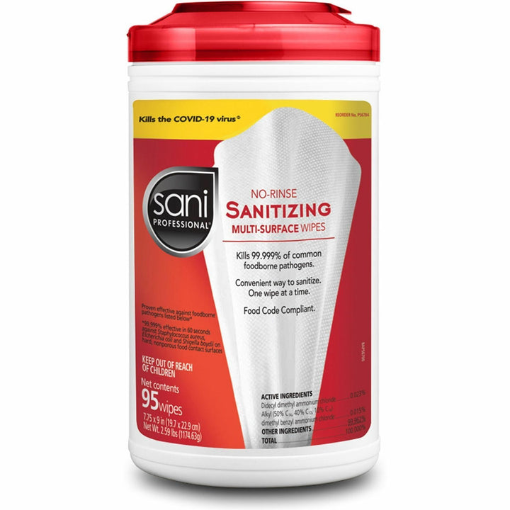 Image of PDI P56784 No-Rinse Sanitizing Multi-Surface Wipes, Rinse-free, Disinfectant, Quick Drying, White, 95 Wipes/Tub, 1 Each