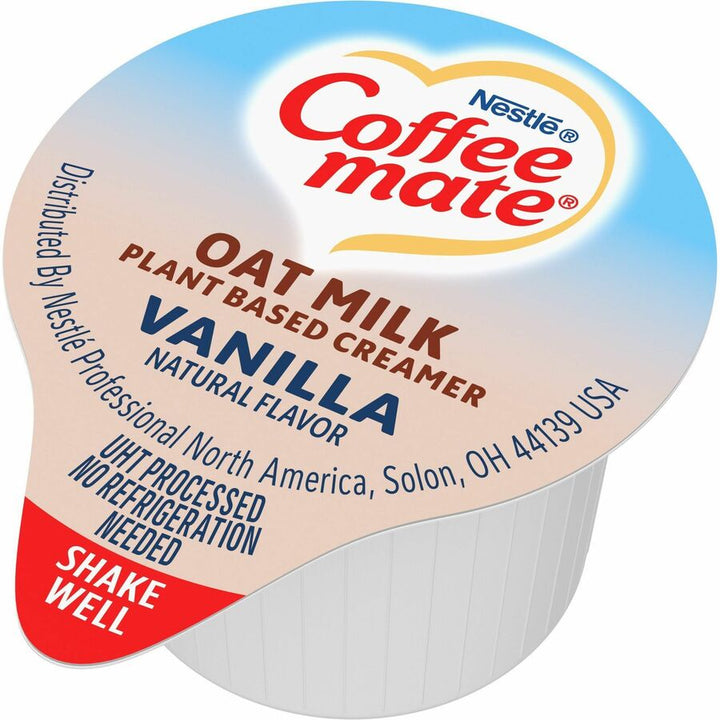 Image of Coffee mate 19891 Oat Milk Vanilla Liquid Creamer Singles, Vanilla FlavorTub, 50 / Box