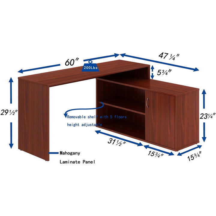 Image of LYS DK103RRMH L-Shape Workstation with Cabinet