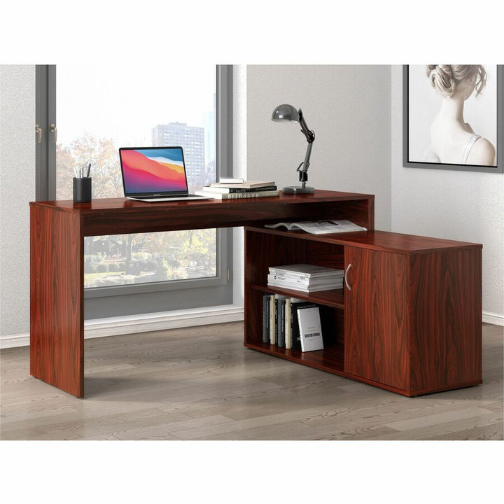 Image of LYS DK103RRWT L-Shape Workstation with Cabinet